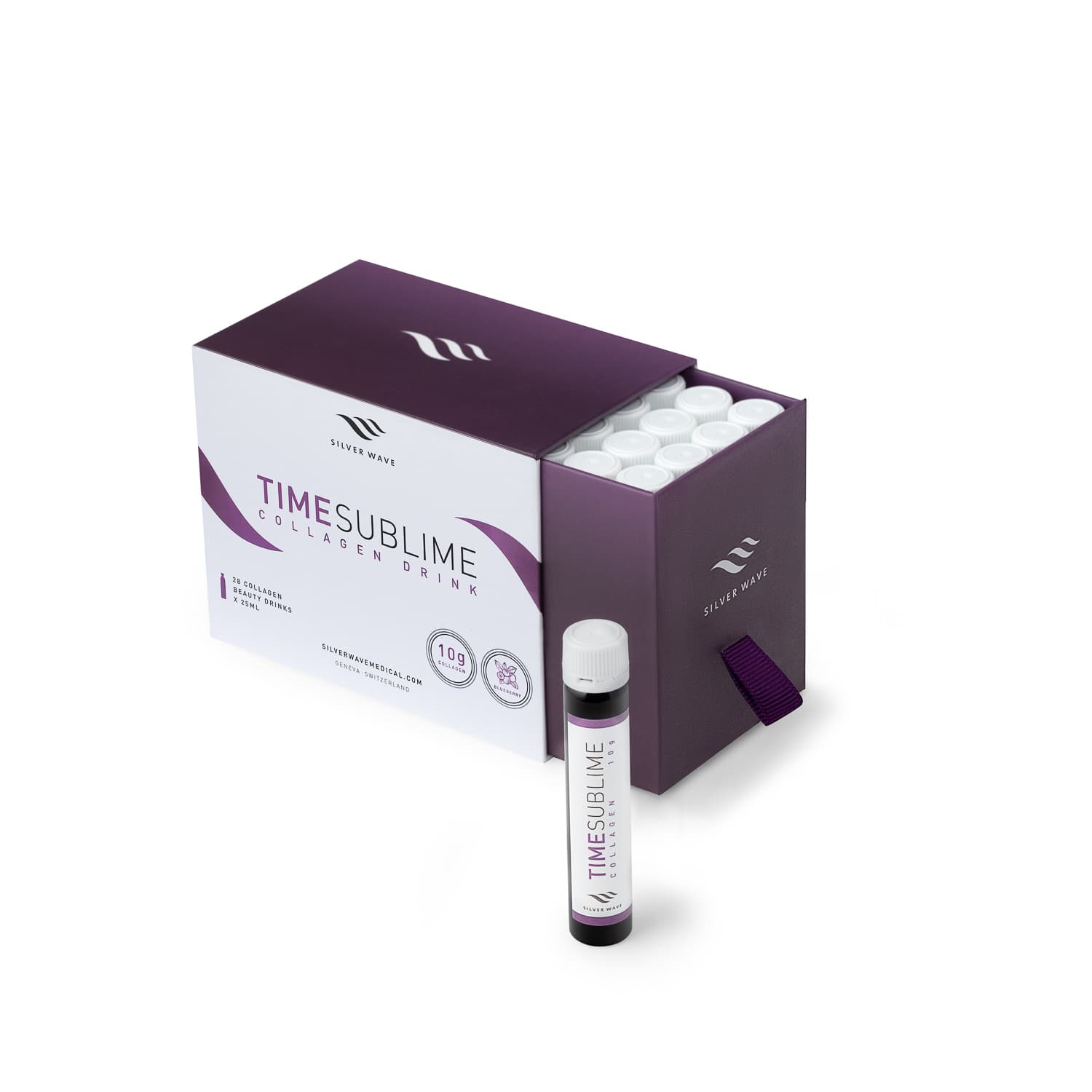 Time Sublime Colágeno Bebible — Silver Wave (caja de 28 viales y dosis de 25 ml)